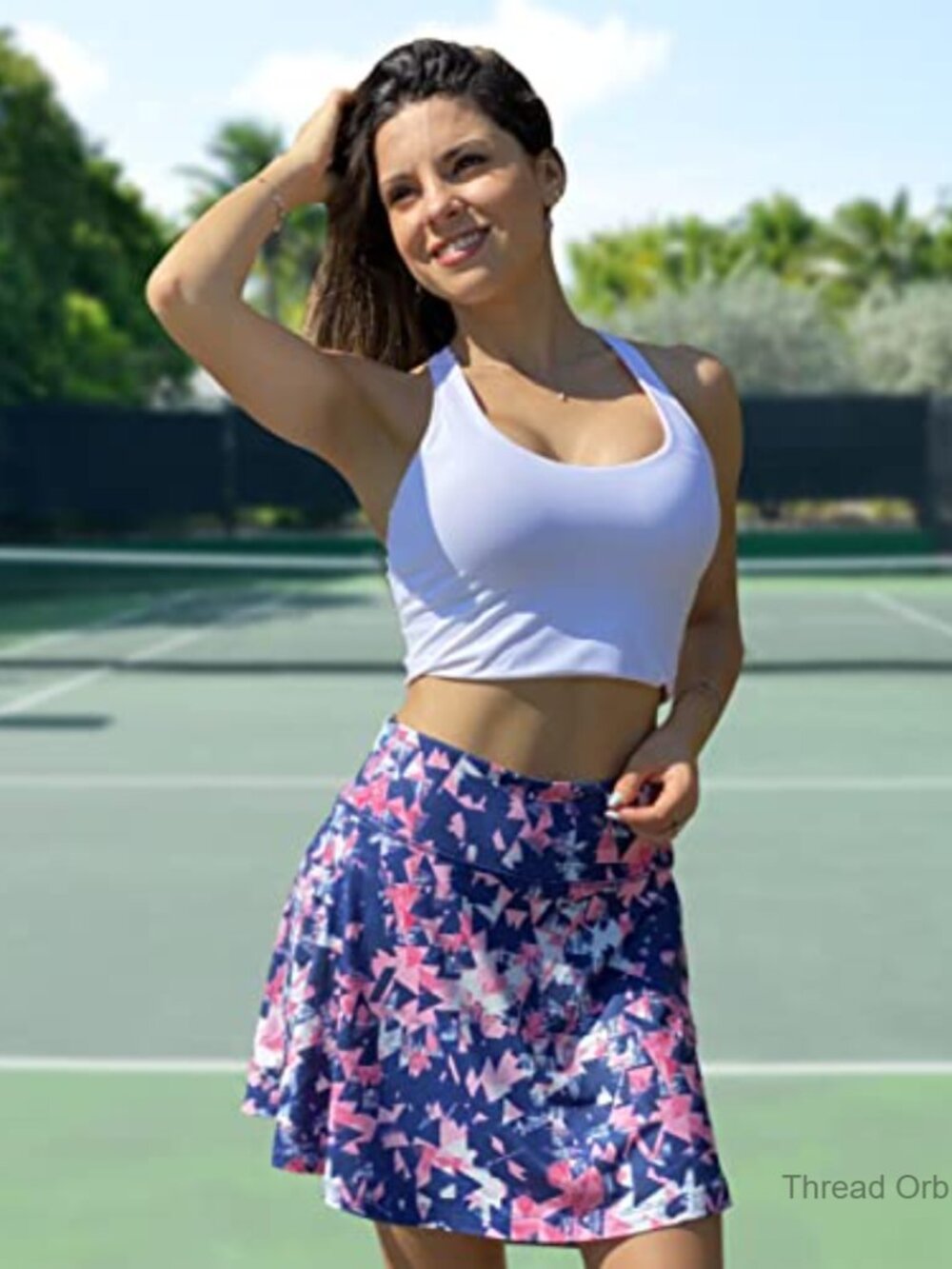 High Rise Athletic Skort with Pockets, Polyester Spandex, Regular Fit - Picture 3 of 7